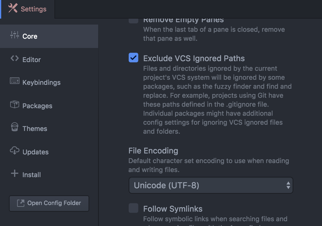 Exclude VCS Ignored Paths setting