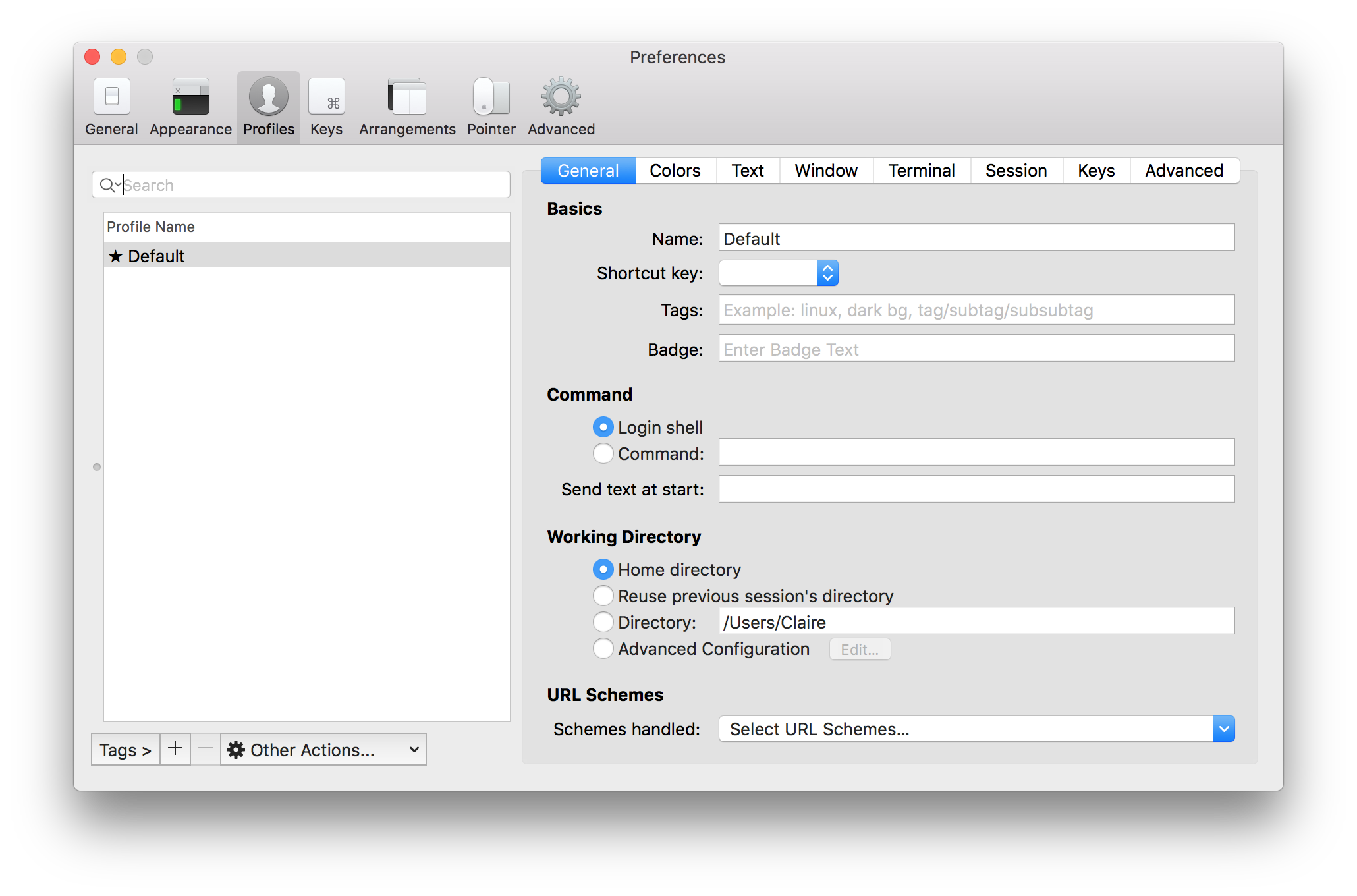 iTerm2 profiles menu