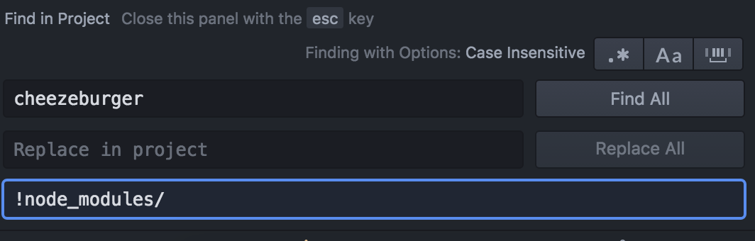 Exclude a directory example